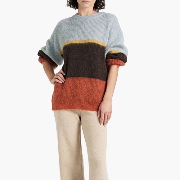 NWT CORDOVA ALPACA WOOL THREE TONE CHOCOLATE OVERSIZED SWEATER SIZE S - Picture 3 of 7